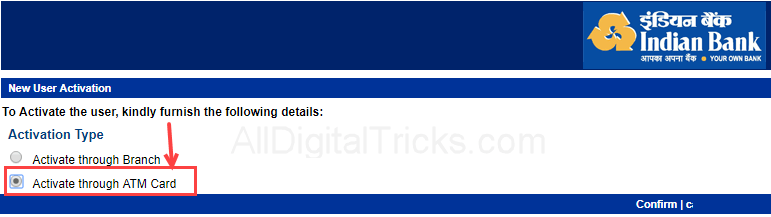 Indian bank net banking registration activation