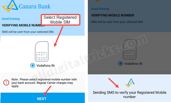 Canara Bank Mobile Banking Registration Process