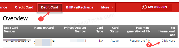 Kotak debit card enable International usage