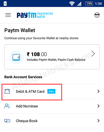 order physical debit card paytm payments bank