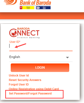 reset bank of baroda login password