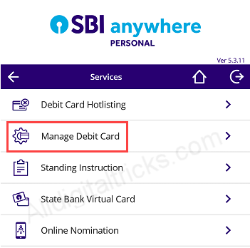 sbi atm debit card temporary block, switch off/on