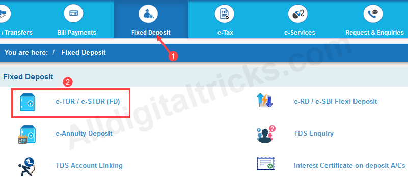 open sbi fixed deposit online