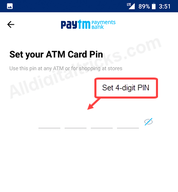 paytm debit card activate generate pin