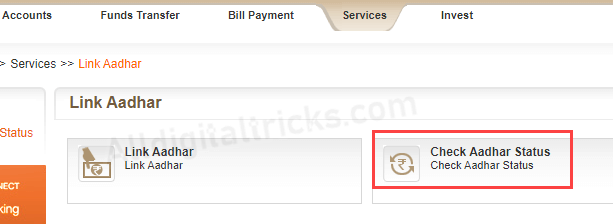 Bank of Baroda Aadhaar Link status