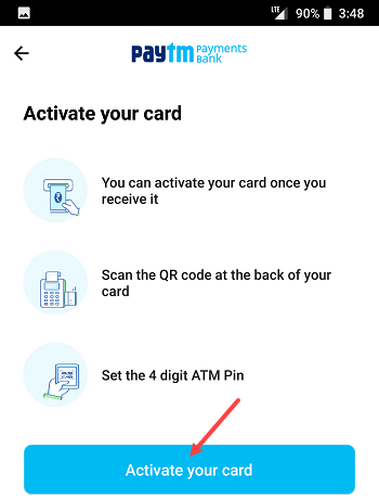 paytm debit card activate generate pin