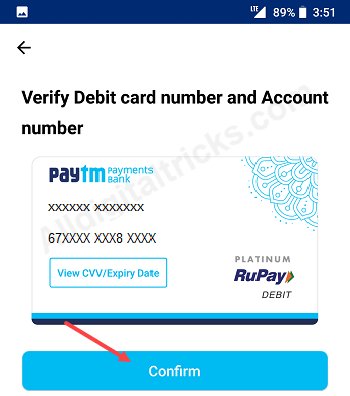paytm debit card activate generate pin