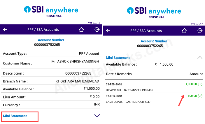 check sbi ppf balance statement online