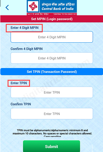 Central bank of india mobile banking activation (Cent mobile activate)