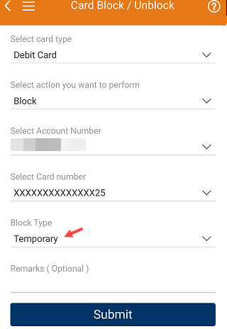 icici block unblock Debit Card