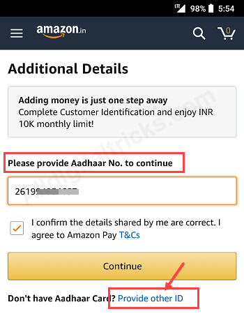 amazon pay kyc complete