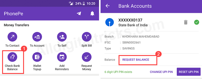 PhonePe Check SBI Account Balance