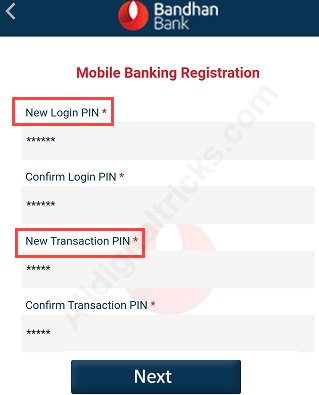 activate/register Bandhan Bank Mobile Banking