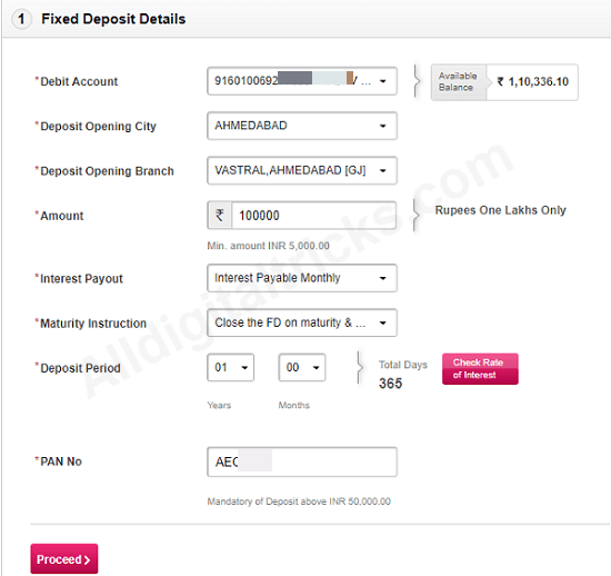Axis bank open fixed deposit online