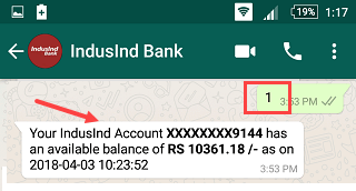 Indusind bank whatspp balance statement check