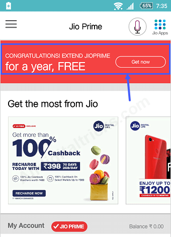 Jio Prime extend free