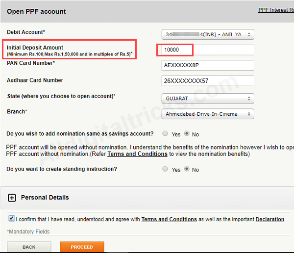 Open PPF account online ICICI Bank