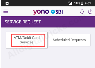 SBI YONO Request new atm debit card