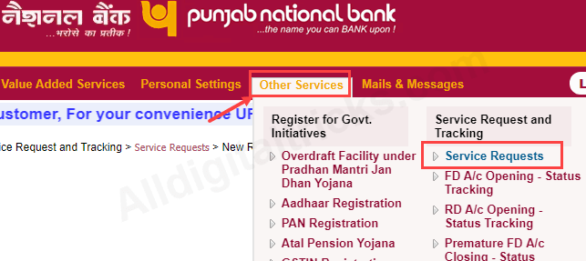 request new Cheque Book online Punjab national bank PNB