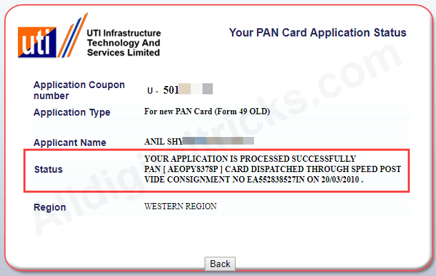 How To Track PAN CARD Status Online - AllDigitalTricks