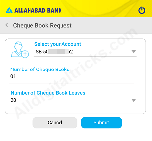 Request Allahabad Bank Cheque Book Online