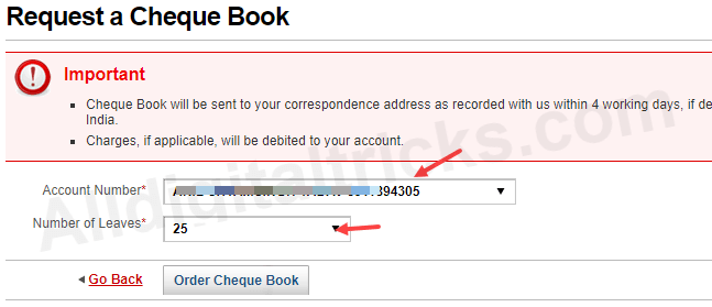 Kotak Bank Cheque Book request online
