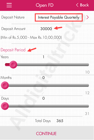 Axis Mobile banking open FD account