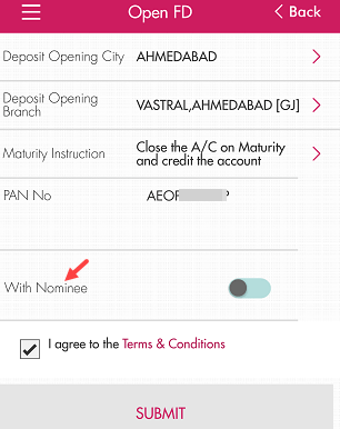 Axis Mobile banking open FD account