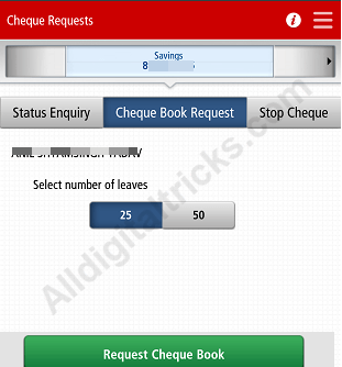 Kotak Bank Cheque Book request online