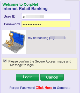 Corporation Bank mobile banking login
