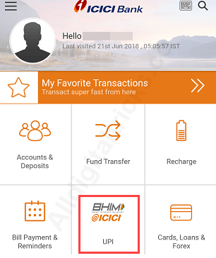 how to create upi id in icici bank website