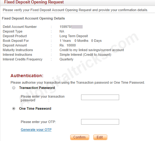 Indusind Bank open Fixed Deposit (FD) Online