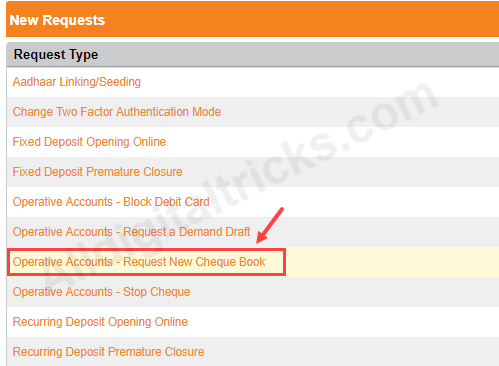 request Cheque Book South Indian bank