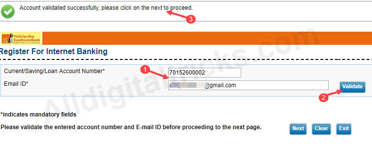 Syndicate Bank net banking online activation