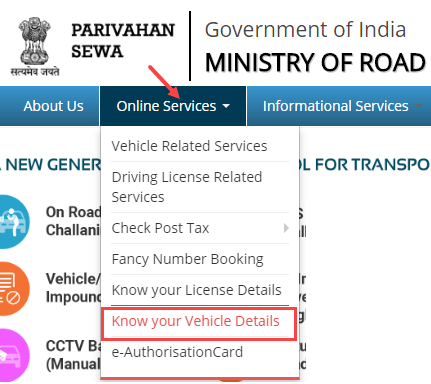 Check vehicle RC details online