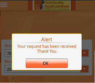 Syndicate Bank Request Cheque Book Online