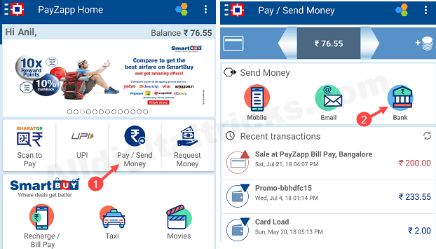 Transfer money payzapp to bank account