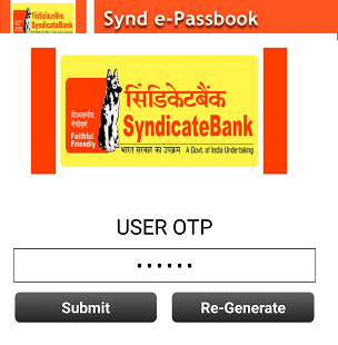 Syndicate Bank e-passbook facility activation registration