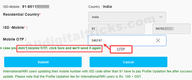 IRCTC Change Registered Mobile Number