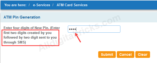 SBI ATM card pin change online