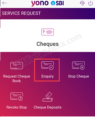 SBI Cheque Enquiry