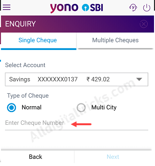 SBI Cheque Enquiry