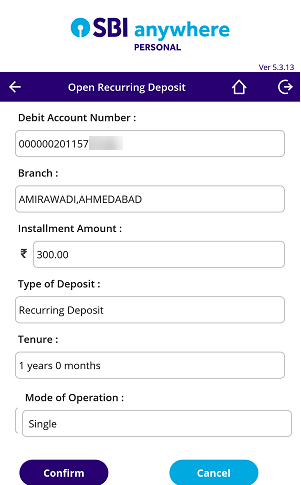 Open SBI RD Deposit account online