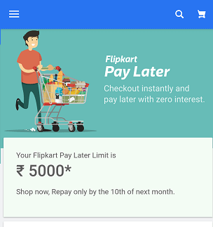 Flipkart pay Later check credit limit