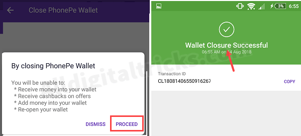 Permanent Delete Phonepe wallet