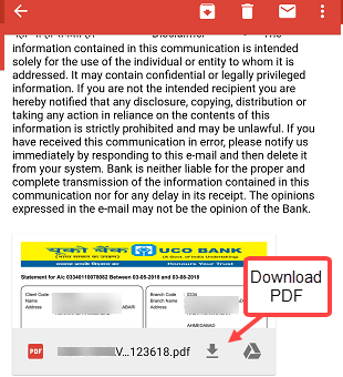 UCO Bank PDF Account statement