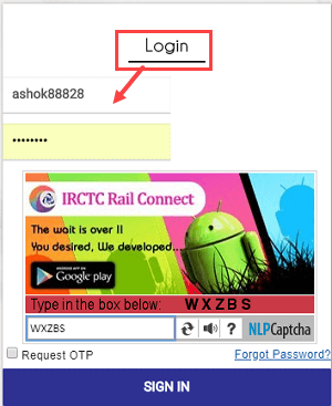 IRCTC login