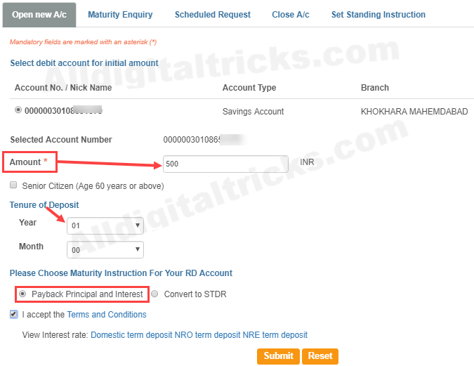 Open SBI RD Deposit account online