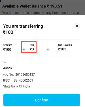 transfer money - paytm wallet to Bank account