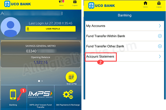 UCO Bank PDF Account statement